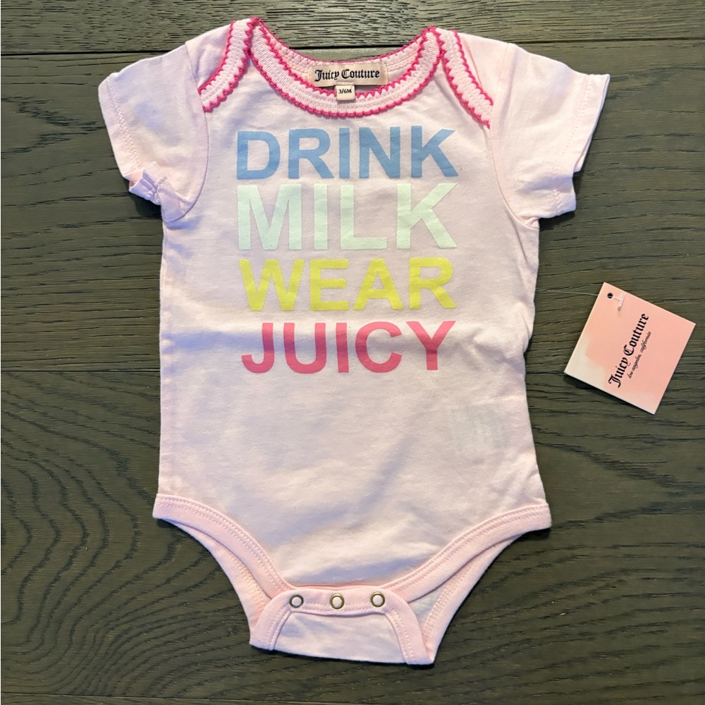 Juicy couture pink baby girl onesie 3-6M NWT ret $44